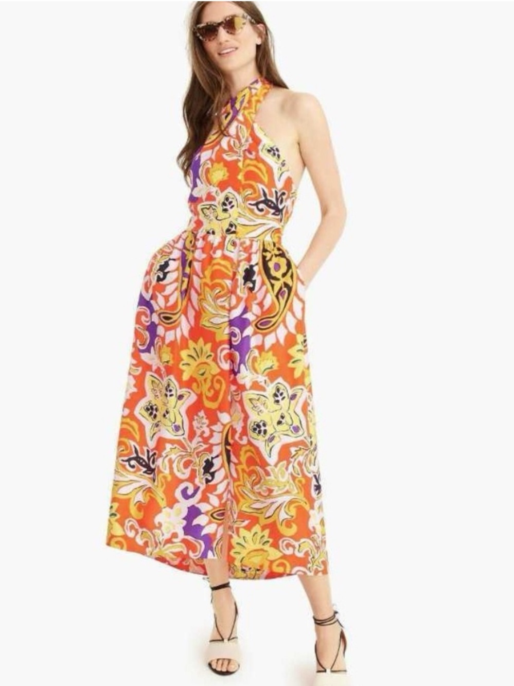 J. Crew Paisley Silk Halter Sarong Maxi Dress